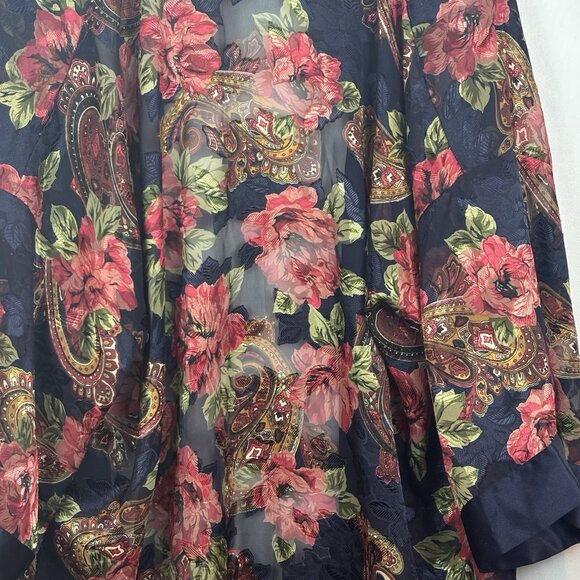 Gold Tag Victoria's Secret Women's Open Front Floral sheer rose‎ Kimono One Size - Picture 10 of 13